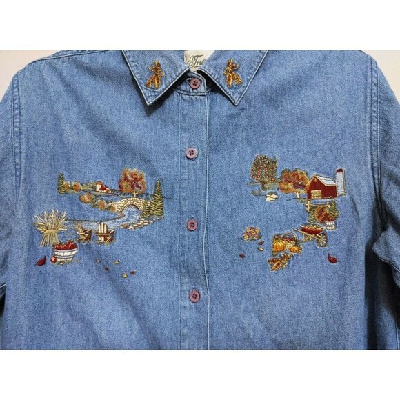 Tradition Country Collection  Women's Button Up Shirt Medium Embroidered Fall - Picture 2 of 4